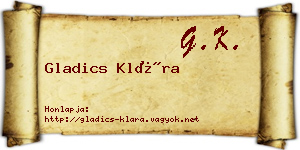 Gladics Klára névjegykártya
